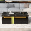 Modern Black Rectangular Coffee Table with 2 Storage Drawers for Living Room