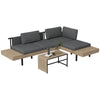 3 Piece L Shaped Garden Sofa Set with Table Cushions Outdoor Patio Furniture Set