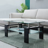 Rectangle Glass Coffee Table Modern Living Room Furniture Shelf White Black Wood