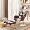 Wing Button Back Upholstered Armchair w/Footstool Relax Lazy Sofa Lounge Chair