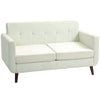 Modern 2 Seater Sofa, Tufted Small Fabric Couch with Wood Legs, Cream White