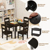 Children Wooden Table and 4 Chairs Set Activity Desk Set Coffee