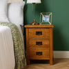 Baysdale Rustic Oak 3 Drawer Bedside Cabinet / Bedroom Lamp Table / Nightstand