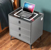 LED Bedside Table Wireless Charging Side Cabinet Nightstand with 3 Drawers Gray