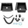 New Inset Quartz Stone Single Double Deep Bowl Kitchen Sink w/Drainer Waste Kit
