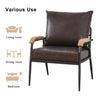 PU Single Sofa Wood Arm Metal Frame Comfort Save Space Office Home Hotel Lounge