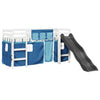 ' Loft Bed with Curtains Blue 90x200 Solid Wood Pine D9O1