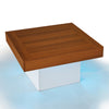 Coffee Table with LED Lights Square Brown Wooden Center Table for Living Room