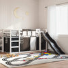 Bunk Bed with Slide and Curtains White and Black 80x200 O3R8