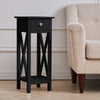 Small Side Table Wooden Slim Console Holder Plant Stand Desk with Drawer Shelf
