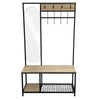 Modern Mirror Metal Coat Rack Stand with Shoe Storage Hallway Furniture 8 Hooks