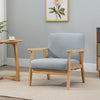Wooden Single Seater Sofa Accent Chair Armchair Linen Fabric Living Room Grey