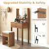 Bedroom Small Makeup Table w/ 3 Color Lighting Modes-Natural