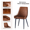 2x Brown Dining Chairs Faux Leather High Back Diamond Design Dinging Room