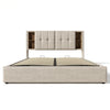 Ottoman Storage Linen Fabric Upholstered Bed Frame 5ft King Bed with Headboard