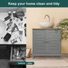 Grey Under Sink Pedestal Cabinet Cupboard Bathroom Storage Unit with 2 Doors