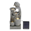 Solar Water Feature Outdoor Garden Fountain 5 Tiered Stone Bowl Cascade Fountain