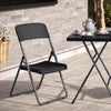Rattan Effect Metal Folding 4ft Table & 4 Chairs Outdoor Indoor Furniture Dining