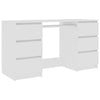 White Engineered Wood Writing Desk 140x50x77 cm with Drawers for Kids
