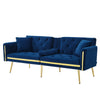 Modern Velvet Sofa Bed 2 Seater Click Clack Sofa Settee Recliner Couch Blue