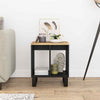 Solid Wood Side Table - Industrial-Style End Sofa Table with Metal Legs, T4U6
