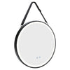 Round Circle LED Light Up Bathroom Wall Mirror with Dimmable Lights Black Strap