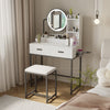 Modern Dressing Table Set 2 Drawer LED Lighted Mirror Makeup Vanity Desk 80x40