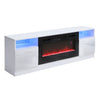 White 70inch TV Stand Cabinet w/ 32'' Electric Fireplace & LED Lights Furniture