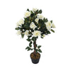 Large Artificial White Rose Tree in Pot Flower Plant Outdoor Home Office Decor