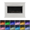 Freestanding LED Log Fireplace with Mantel Electric Fire in White Surround Suite