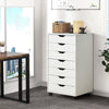 Office Cabinet Mobile Cabinet 7 Drawers with Wheels White