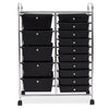 Black 15 Drawer Make Up Mobile Home Office Beauty Salon Portable Storage Trolley