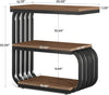 Industrial Small End Table, 3-Tier Narrow Side Accent Table with Metal Frame