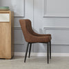 2X Dining Chairs Retro Brown Faux Leather Padded Seat PU With Metal Legs