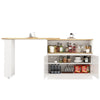 Kitchen Island Cabinet w/ Extendable Swivel Dining Table 360° Rotating Bar Table