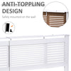 Extendable Radiator Cover Cabinet Shelving Slatted Design MDF White Home Office