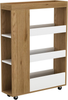 Kitchen Trolley 85cm Storage Cart 4 Tier Shelves Wheeled Oak White