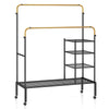 Rolling Clothes Drying Rack Adjustable Double Rods Garment Rack-Golden
