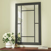 Large Rectangle Window Style Wall Mirror Black Metal Frame Decorative Mirror