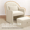 Velvet Barrel Chair with Footrest, Modern Upholstered Accent Chair Reading Chair