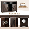 Buffet Storage Cabinet Farmhouse Sideboard w/9-Bottle Wine Rack Brown