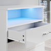 Bedroom White Chest of 4 Drawers High Gloss Bedside Cabinet with RGB LED Lights
