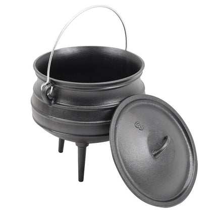 8 Liter Pre-Seasoned Cauldron Potjie Stew Pot Heavy Duty Tripod Dutch OVen w/Lid