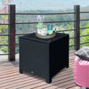 Side Table Furniture Tempered Glass Garden Patio Wicker Black