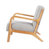 Natural Wooden Frame Armchair Fabric Button Upholstered Occasional Lounge Chair