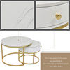 Round Nesting Coffee Table with Storage Drawer Stacking Side Tables Set White