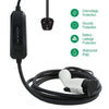 EV Charging Cable Type 2 UK Plug 3 Pin Electric Vehicle Car Charger Portable 13A