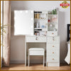 Vanity Dressing Table Set w/ 10 LED Sliding Mirror 6 Drawers Makeup Desk Bedroom