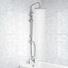 Chrome Waterfall Bath Shower Mixer Tap With 3 Way Square Rigid Riser Shower Kit