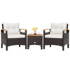 3 pcs Outdoor Rattan Sofa Set Patio Furniture Set with Coffee Table Conversation